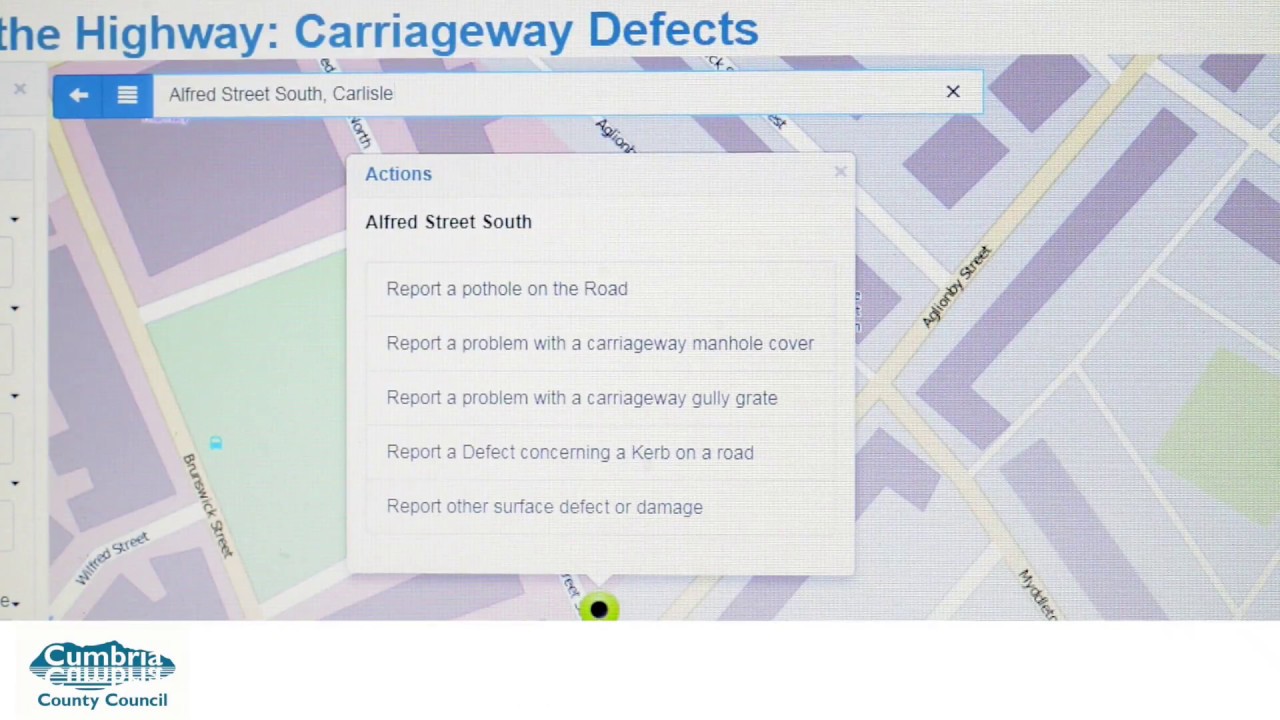 How to report a highways fault in Cumbria online
