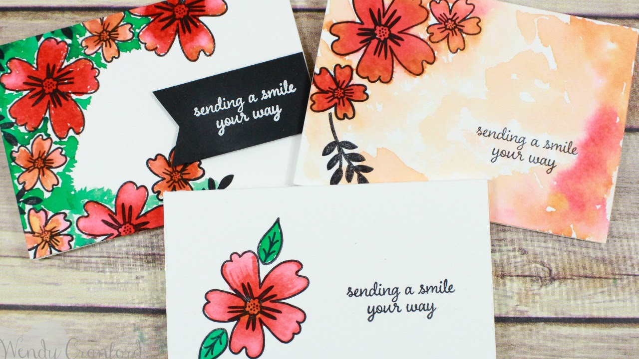 4 Cards + 1 Stamp Set Watercolor Techniques using NEW Love & Affection Stamp Set