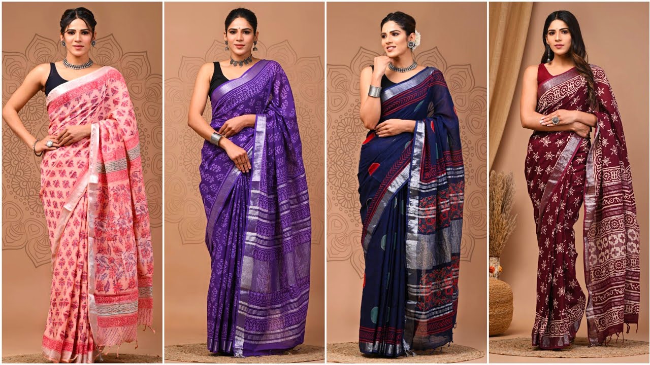 Linen Cotton Sarees | Linen Cotton Sarees Wholesale | Handloom Pure Linen Sarees 