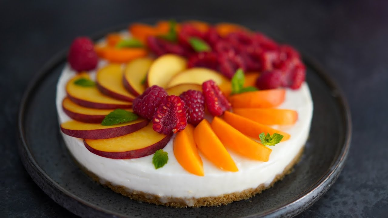 GATEAU FROMAGE BLANC SANS CUISSON AUX FRUITS D'ETE