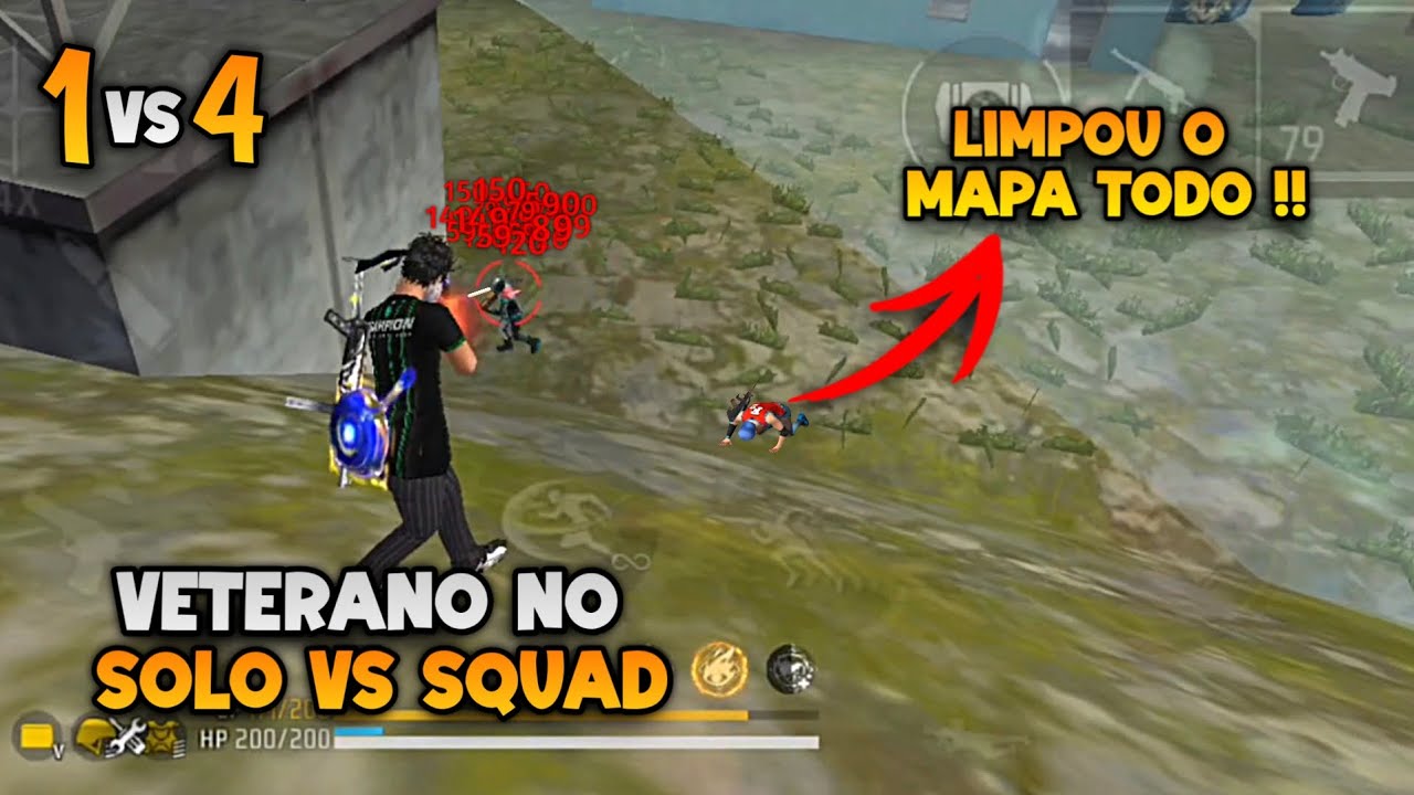 UM VETERANO LIMPANDO O MAPA NO SOLO VS SQUAD!! DEU BOM?? RANQUEADA SOLO VS SQUAD FREE FIRE!!