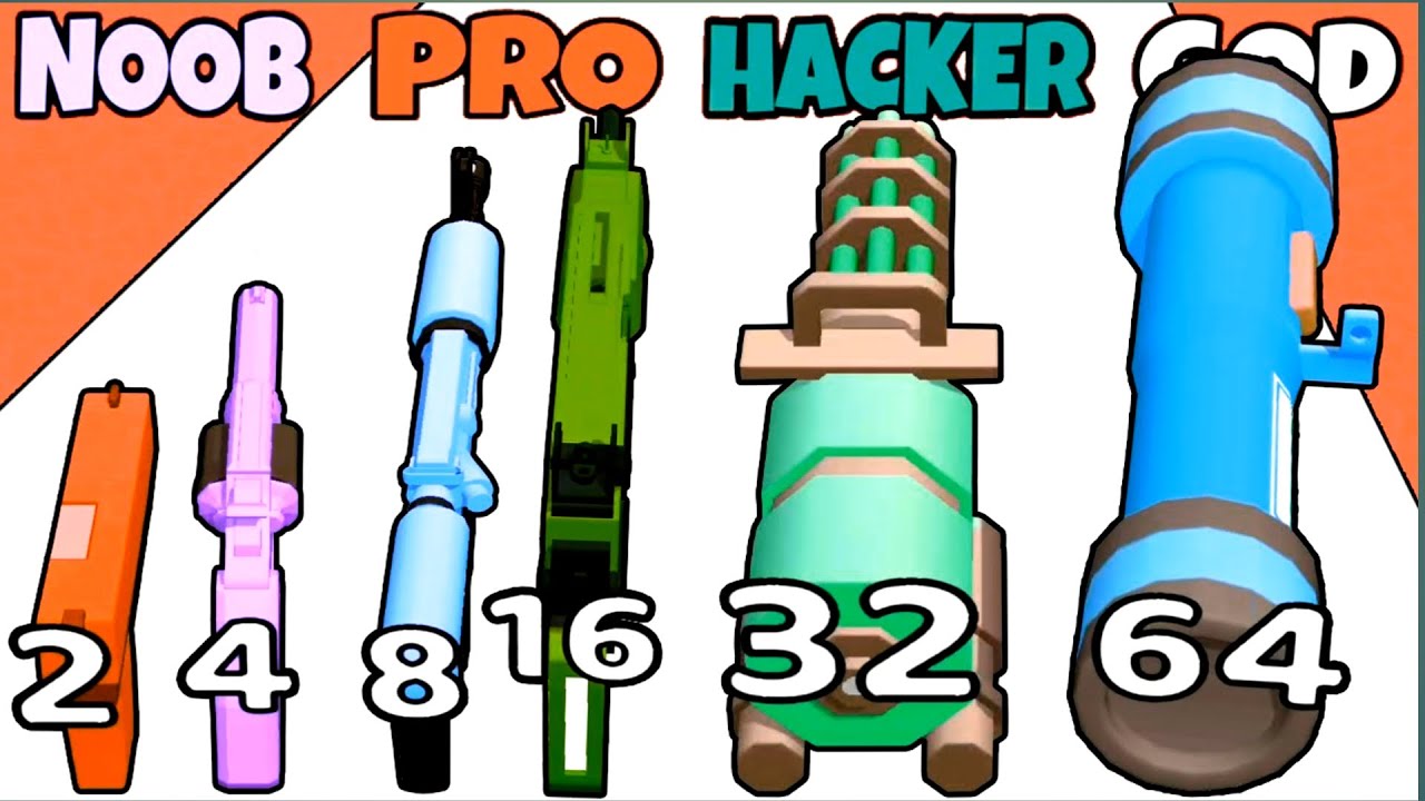 NOOB vs PRO vs HACKER vs GOD in Merge Gun Run NEW LEVELS Gameplay #mergeandroidbattle