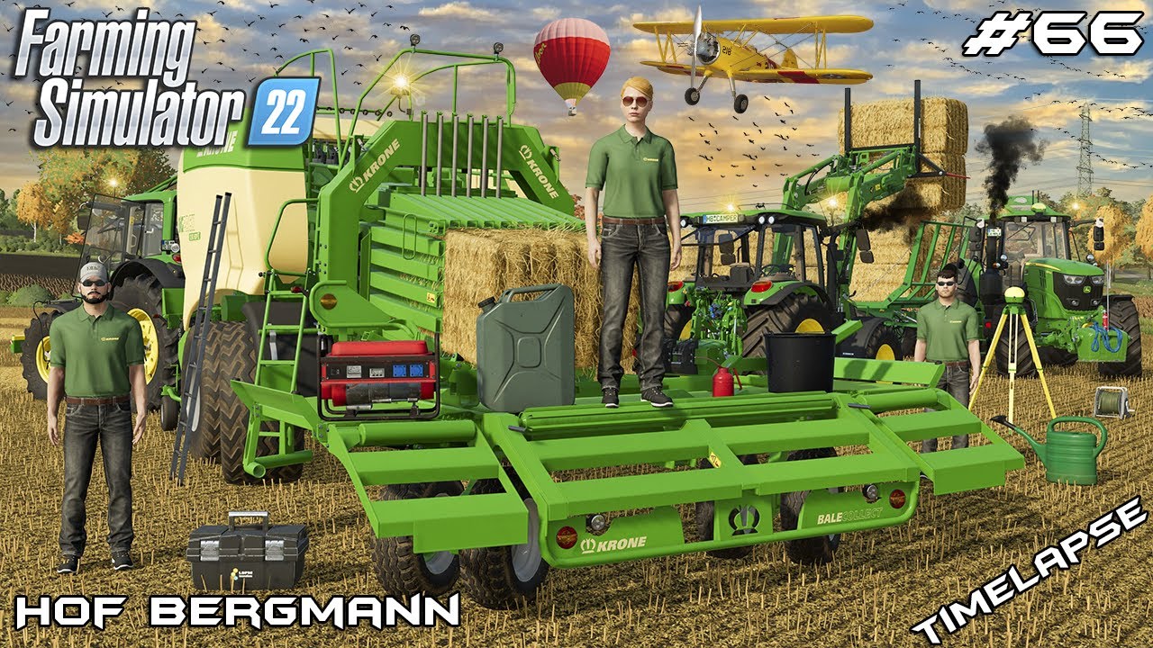 Baling with KRONE BIG PACK 1290 and BALE COLLECT | Hof Bergmann | Farming Simulator 22 | Episode 66