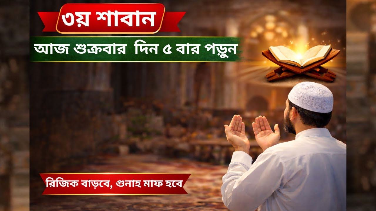 আজ শুক্রবার ৩য় শাবান দিন ৫ বার পড়ুন | কবিরা গুনাহ মাফ, বৃষ্টির মতো রিজিক ও আশা পূরণ