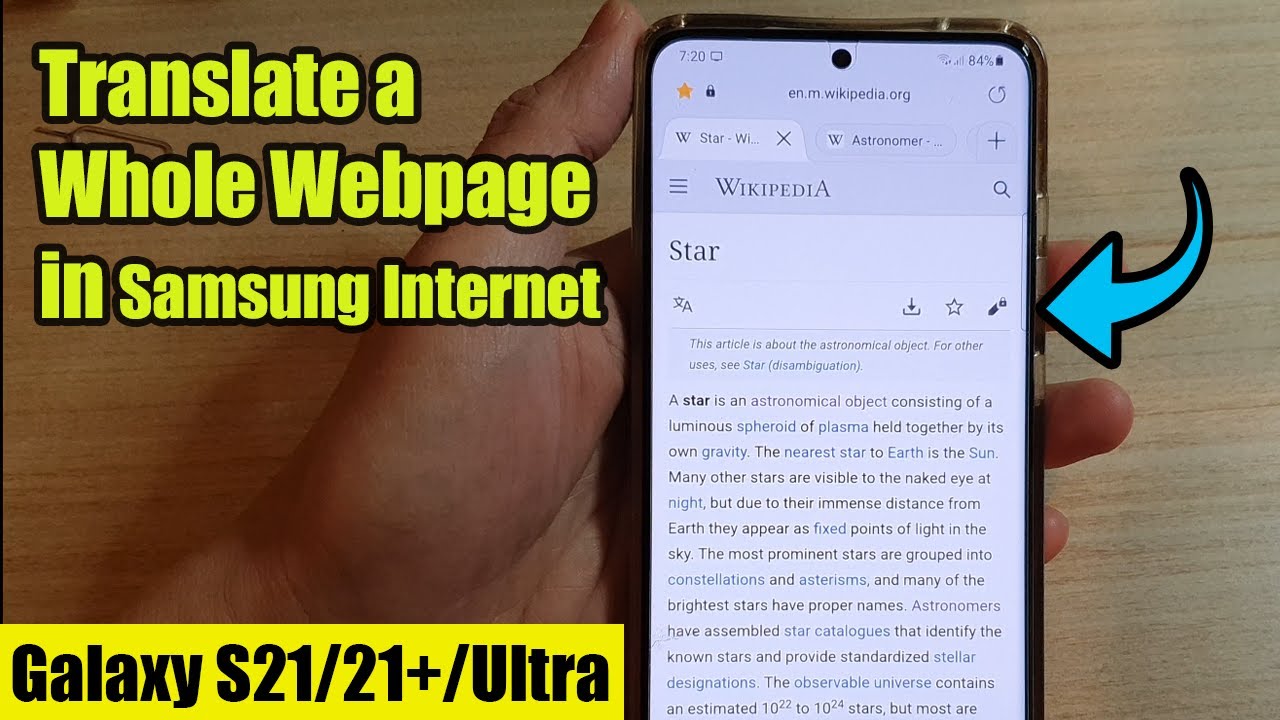 Galaxy S21/Ultra/Plus: How to Translate a Whole Webpage in Samsung Internet