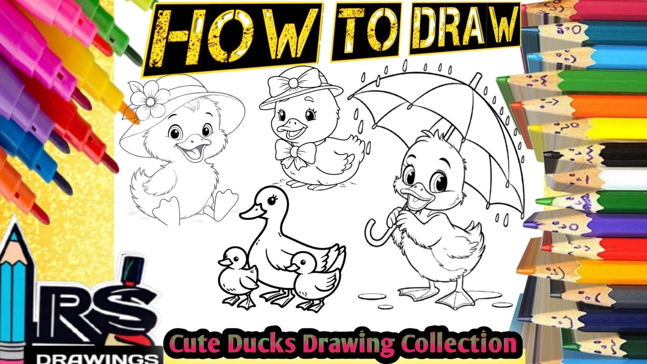 How to draw Easy drawings Collection step by step for kids&toddlers|Ducks drawings with rsdrawings