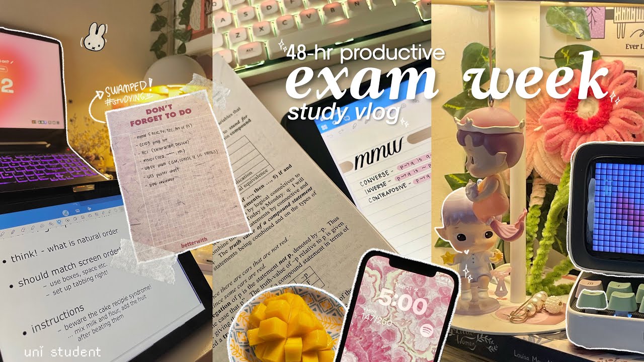 uni diaries 🌺 ₊˚⊹〜 study vlog: 5AM study sessions, stu(dying) for exams, schoolwork, balancing life🫧