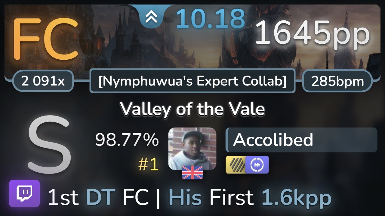 🔴 10.2⭐ Accolibed | Twilight Force - Valley of the Vale [Nymphuwua's] +HDDT 98.77% FC #1 | 1645pp