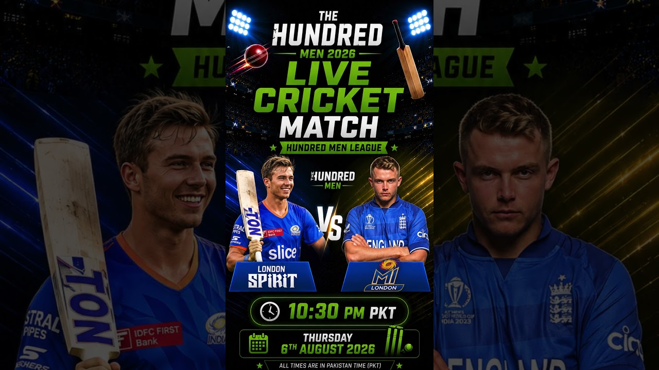 London Spirit vs MI London LIVE 🏏 | The Hundred Men 2026 Live Match | 6th August 2026 | 10:30 PM PKT