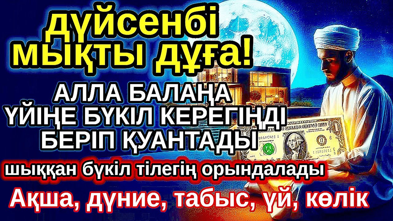 дүйсенбі КҮНІ ЕҢ ҚҰДІРЕТТІ ДҰҒА! Алла бүкіл тілеуіңді және : балаңа керектің бәрін беріп қояды