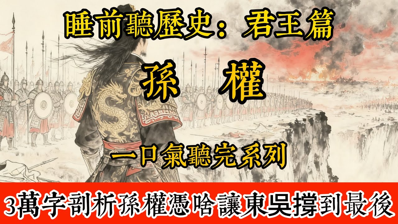 睡前聽歷史-孫權：一口氣聽完三國最「敢闖」的帝王孫權，3萬字剖析孫權憑啥讓東吳撐到最後。   #歷史#助眠#聽歷史#雨聲#白噪音#歷史人物#一口氣#Chinese history movie