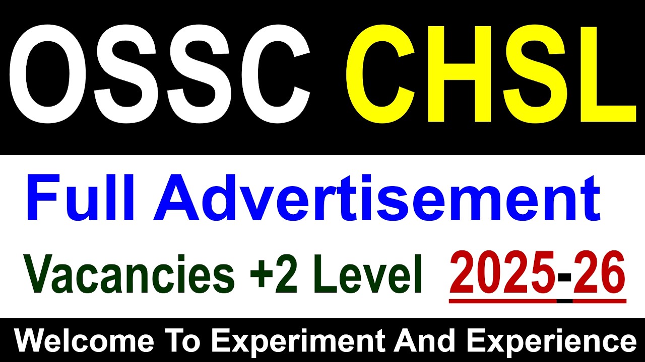 OSSC CHSL 2025-26 Advertisement #osscexam #osscchsl