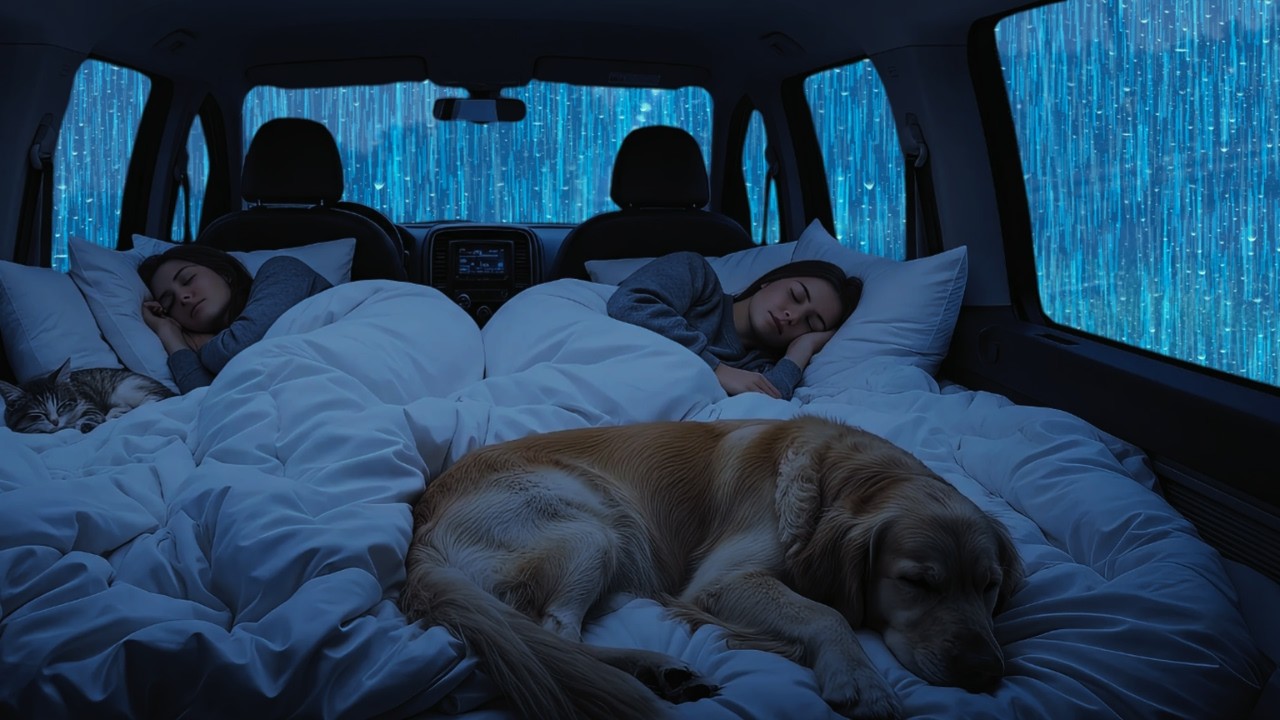 Heavy Rain and Tropical Storm Sounds for Deep Sleep 🌙 Luxury SUV Interior