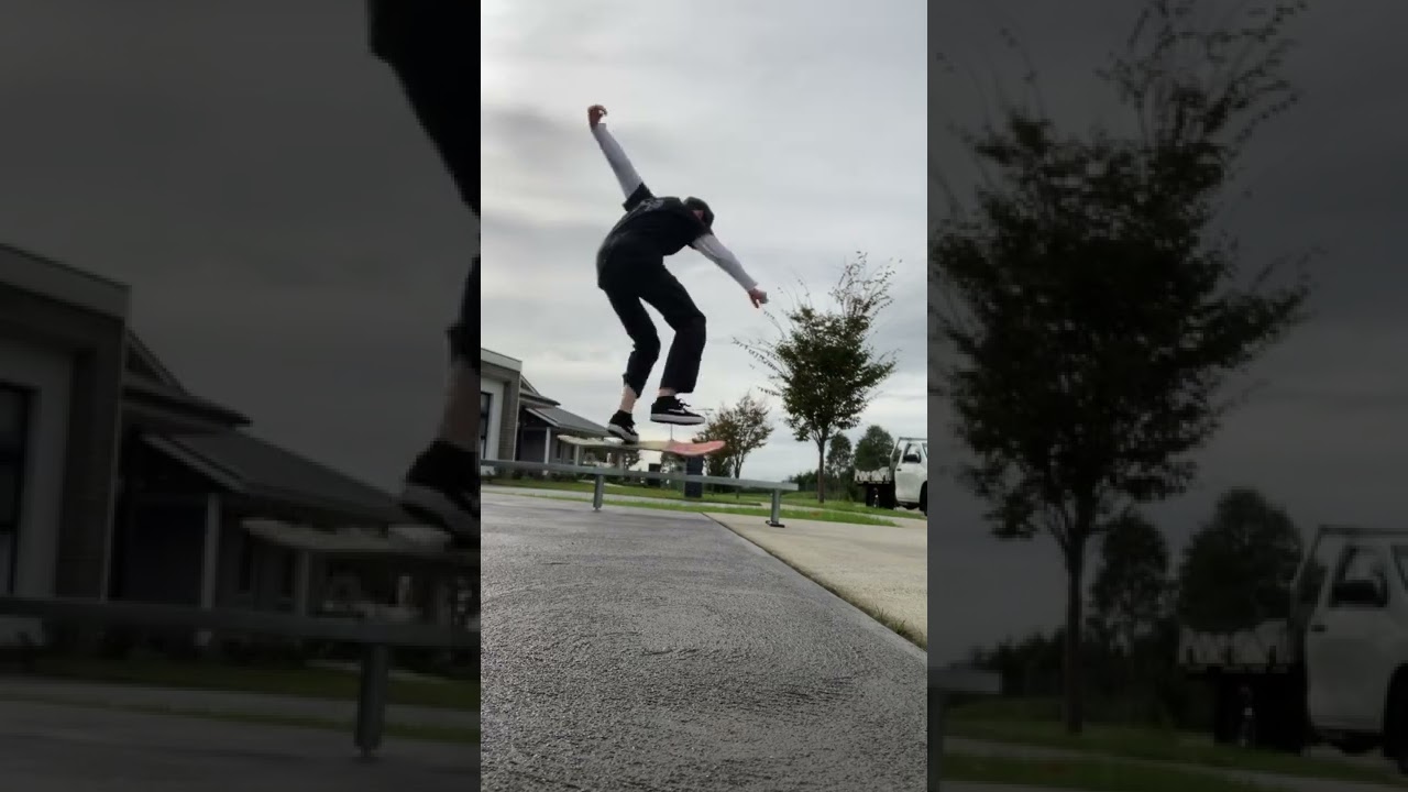 Kick flip 5050 180 out on a flat bar