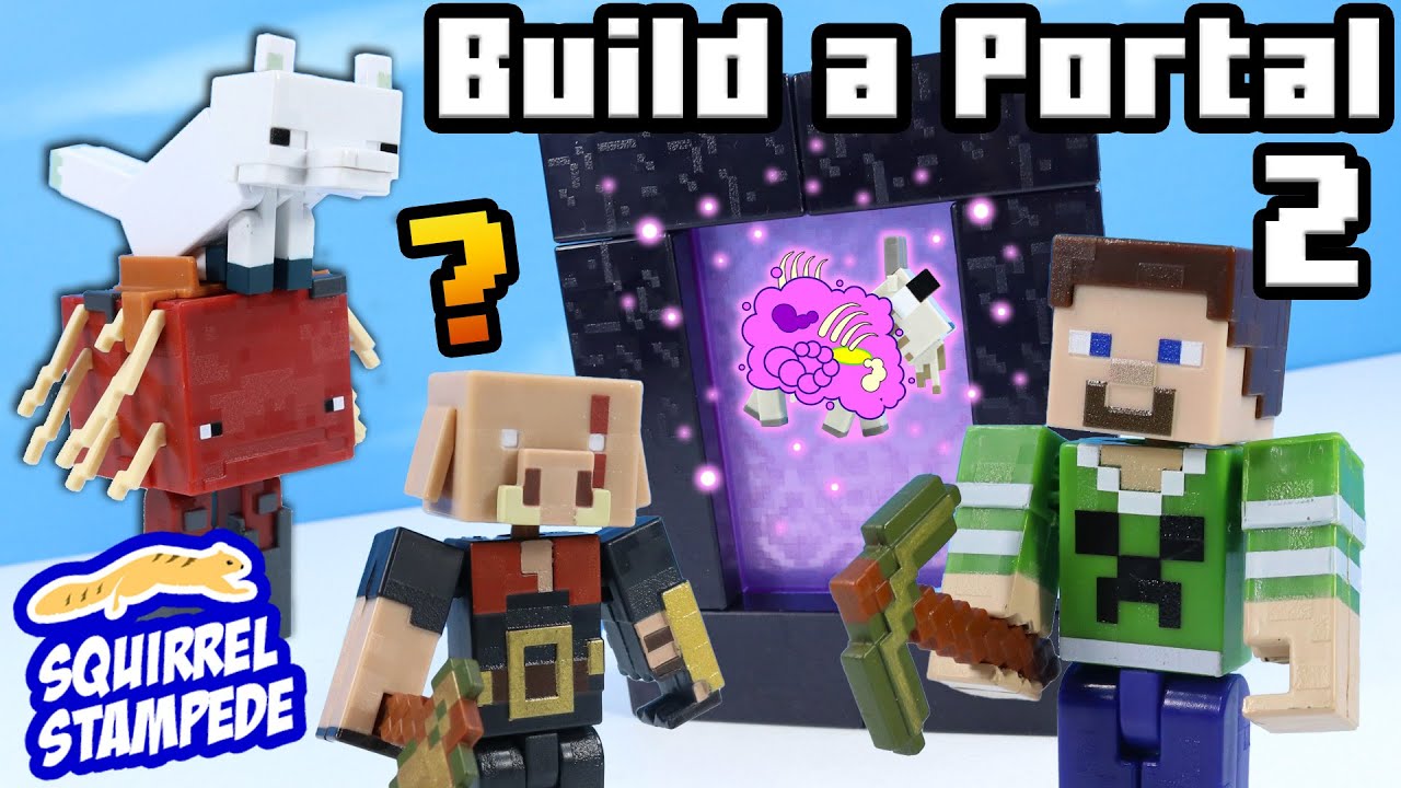 Обзор фигурок Minecraft Build a Portal Wave 2 с участием Брута-свиньи и Страйдера
