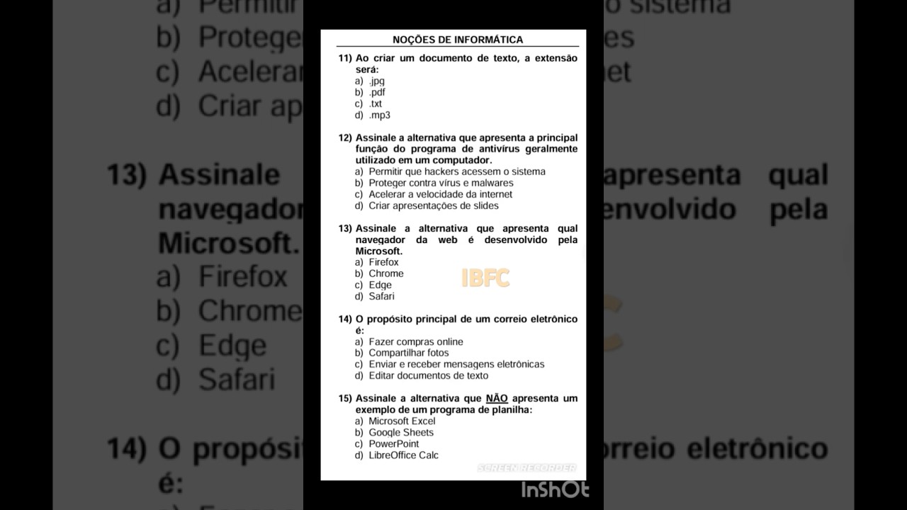 Q7 concurso IBFC INFORM&Aacute;TICA #correios #concurso #ibfc #quest&otilde;esdeconcurso