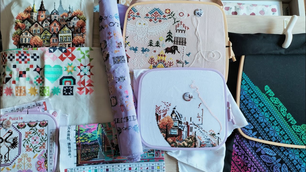 59.Flosstube.Avance de 2 meses.3Finalizados.#puntodecruz #crosstitch #flosstube #wips #embroidery