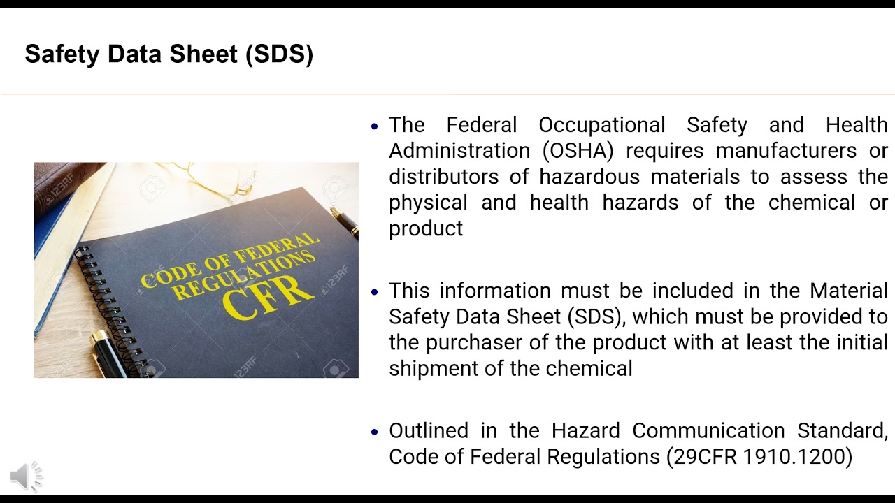 Safety Data Sheet (SDS) - Statutory requirment