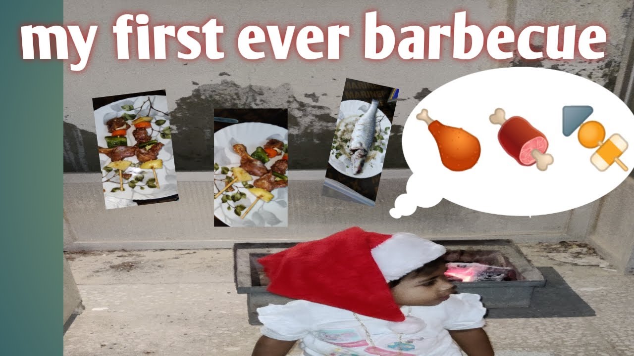 Little Santa make barbecue🥰