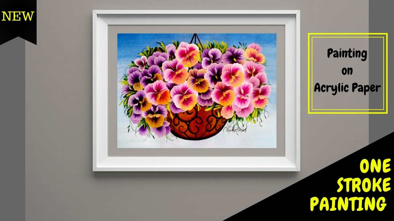 Quick and Easy Hanging Pansy Basket Painting | One stroke painting pansies| Acrylic painting | DIY