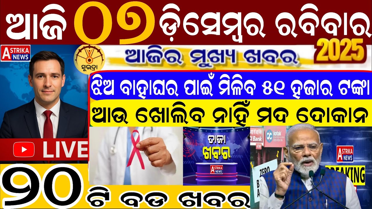 today's morning news Odisha //07 December 2025 // Top 20 Headlines Odisha news today