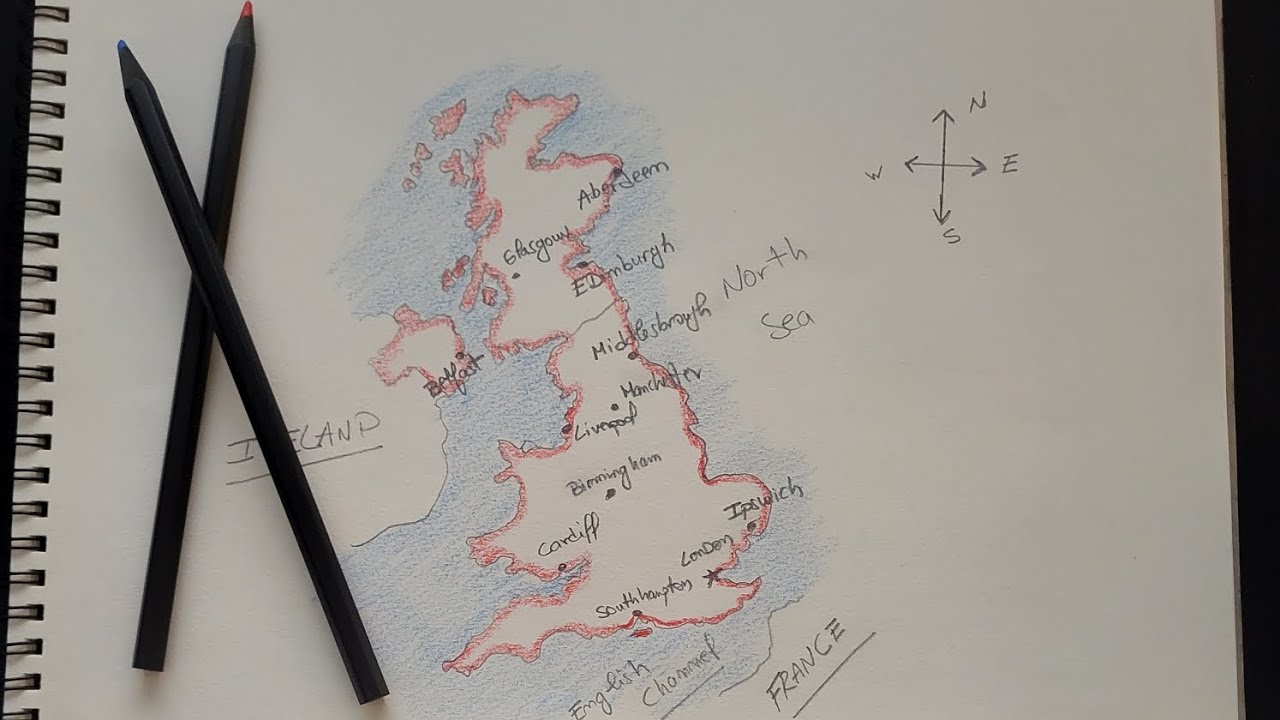 ASMR Français Carte du Royaume-Uni 🇬🇧 French whisper UK map drawing