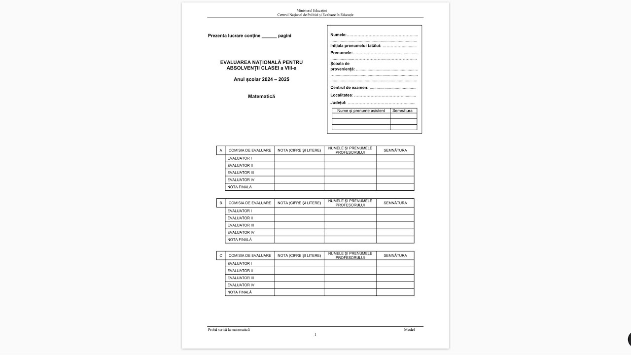 Model Evaluare Nationala 2025 - rezolvare