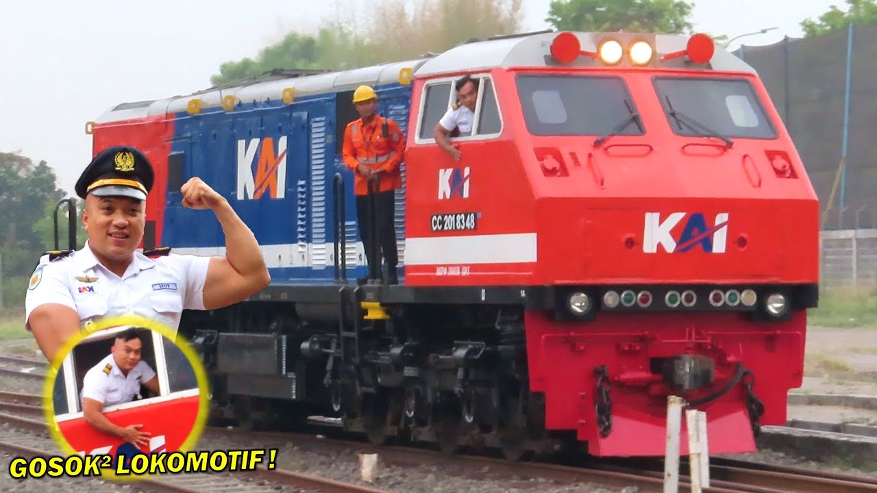 MASINIS HITS GOSOK LOKOMOTIF RNB !! Hunting Kereta Api Spesial Loko CC 201 83 48 Livery Merah Biru