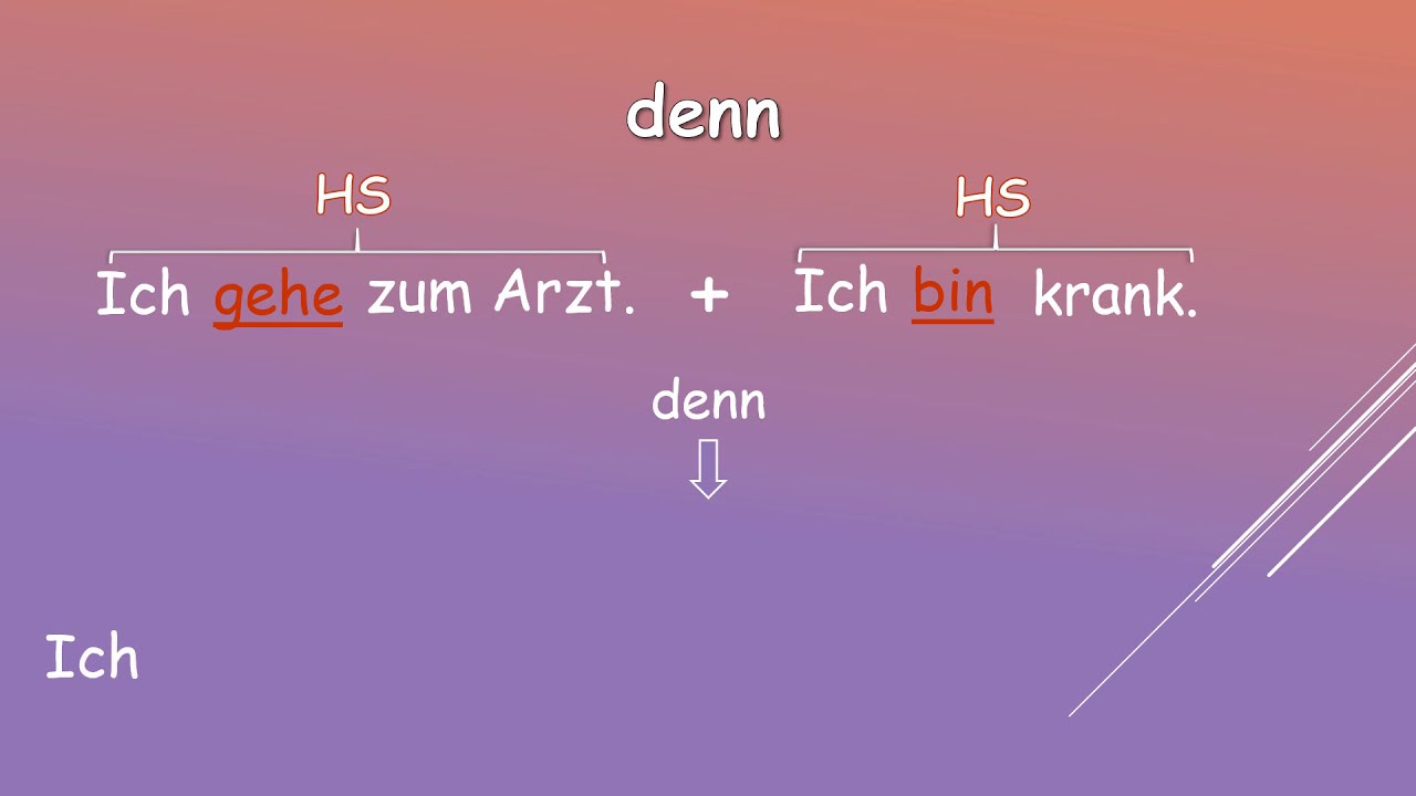 Die Konjunktionen weil/denn (A2) Как използваме weil/denn защото