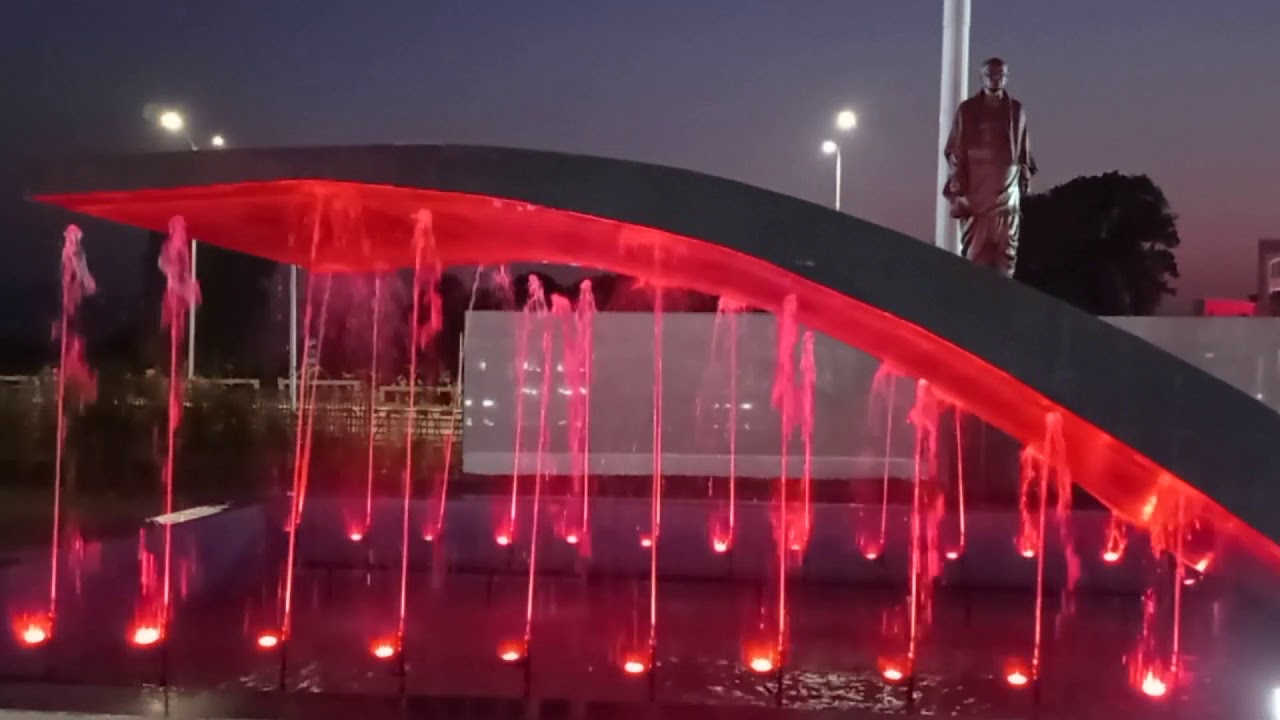 #Tri-Color #Fountain At #Kevadiya #StatueOfUnity Railway Station