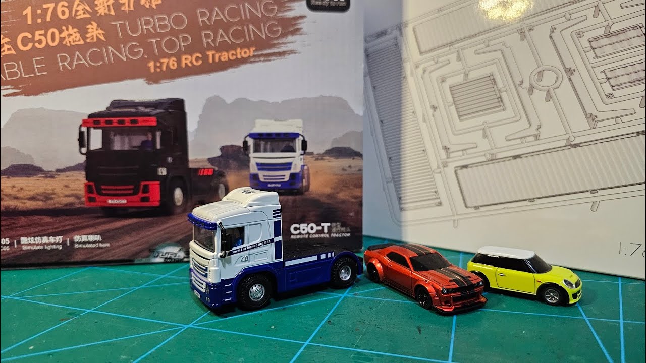 Turbo Racing RC Car RTR C50 1:76/迷你遙控貨櫃車 & 貨櫃Kit/對頻方式/10 ch 2.4 GHz 遙控器/Turbo Racing/拖頭