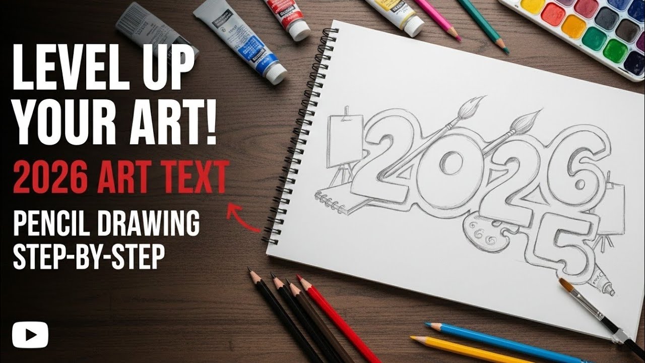 2026 New Year Special Drawing! 🎨 How to Draw 3D Art Text with Pencil Sketch