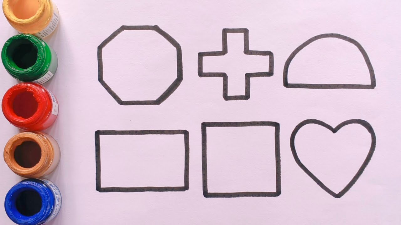 2d Shapes drawing activity learning video | Learn colors name with shapes drawing, part-158