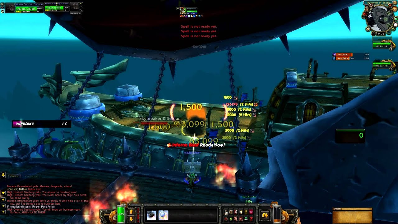 Wow Mop: World first 80 mage solo: Gunship (normal)
