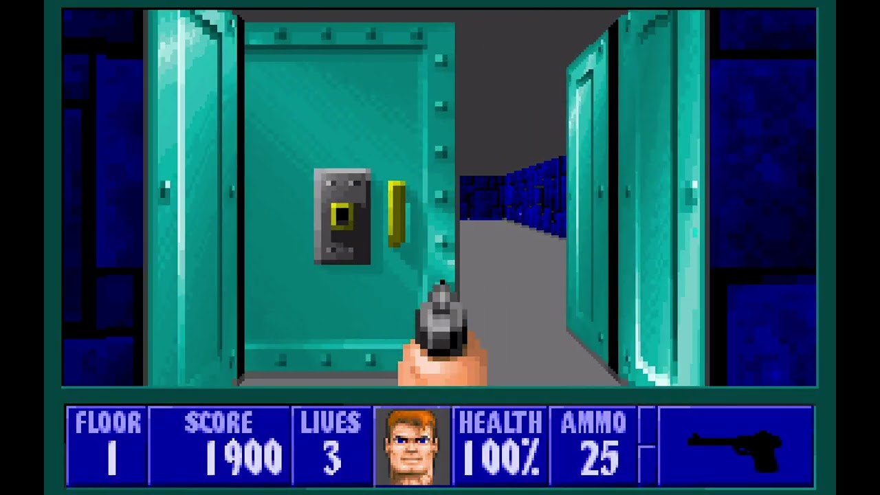 Wolfenstein 3D - Episode 1: Escape from Wolfenstein - E1M1 (1992) [MS-DOS]