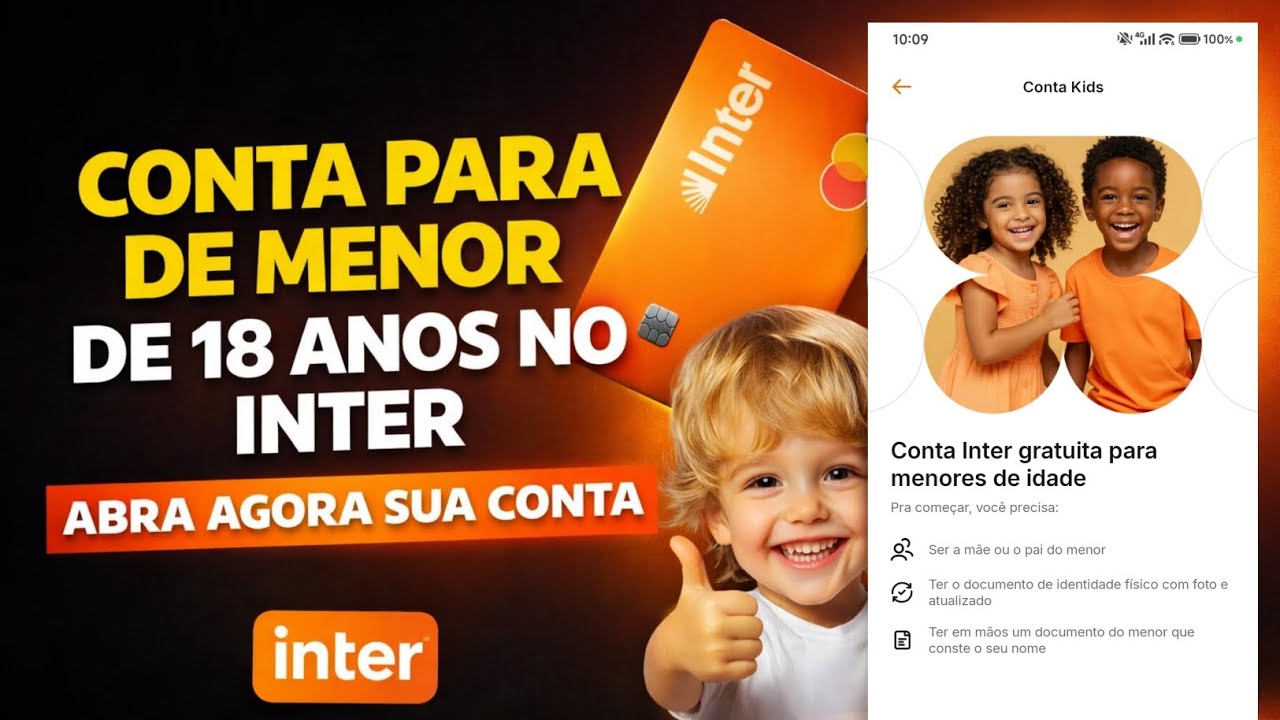 COMO ABRIR CONTA INTER GRATUITA PARA MENORES DE IDADE! CONTA PARA MENOR DE 18 ANOS BANCO INTER 2026