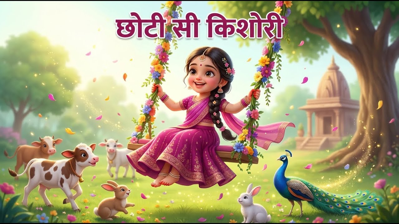 छोटी सी किशोरी मोरे अंगना में डोले रे 🌸 | Radha Rani Kids Bhajan | Hindi Rhymes