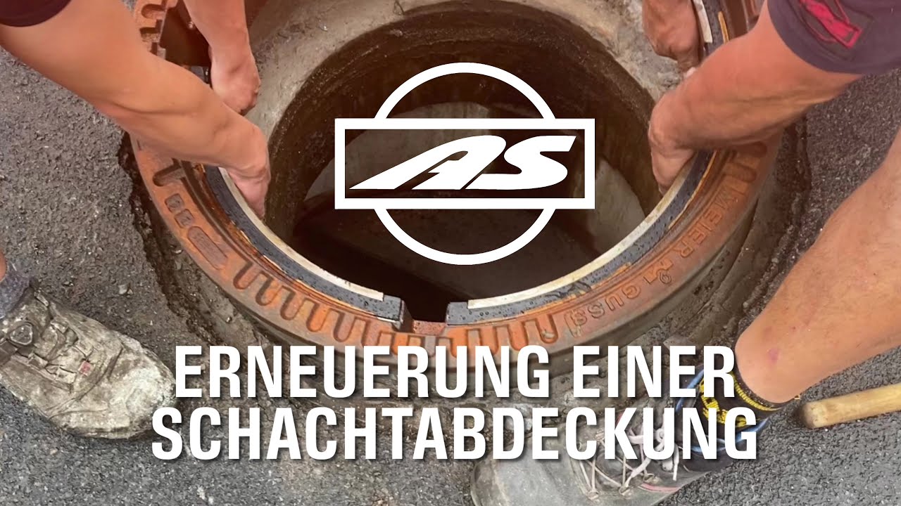 Erneuerung einer Schachtabdeckung innerorts unter halbseitiger Sperrung. Das AS-Regulierteam