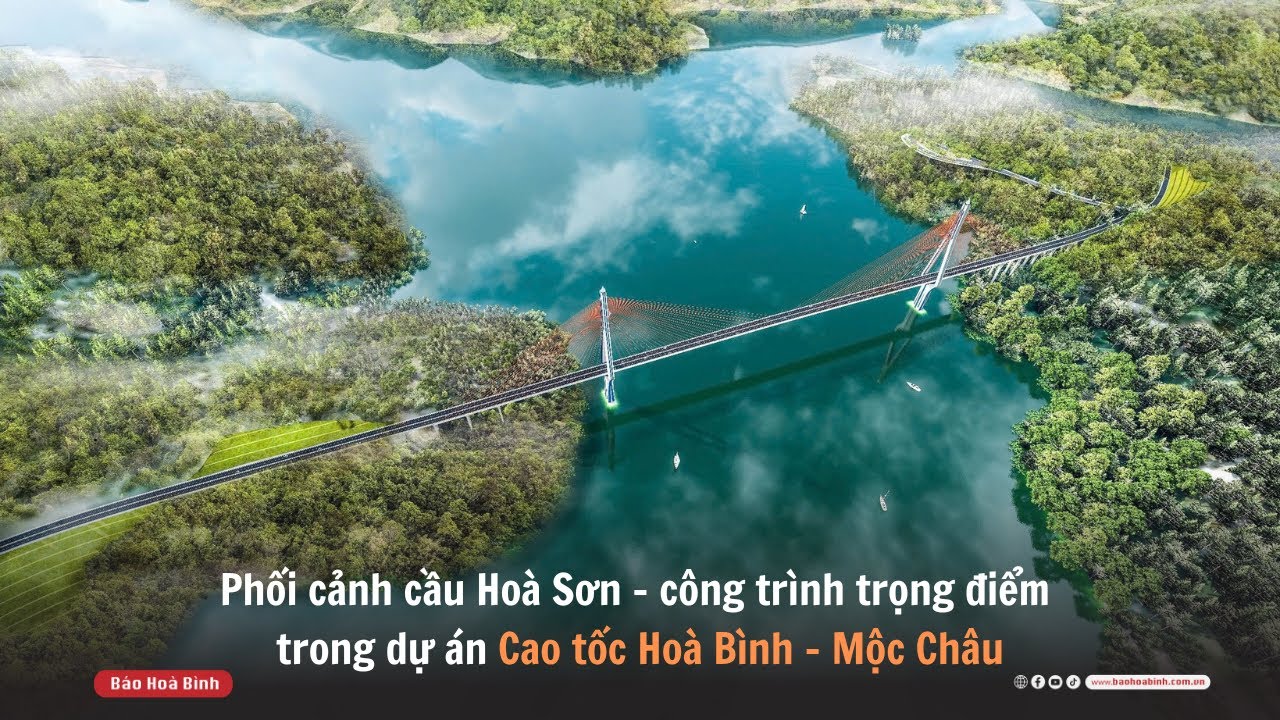 Phối cảnh cầu Hoà Sơn - công trình trọng điểm trong dự án Cao tốc Hoà Bình - Mộc Châu