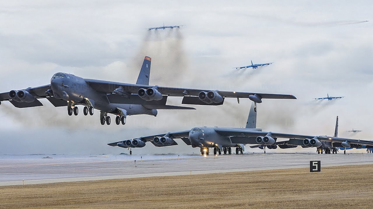 Scary Process of Starting Up US Massive B-52 for Emergency Takeoff
