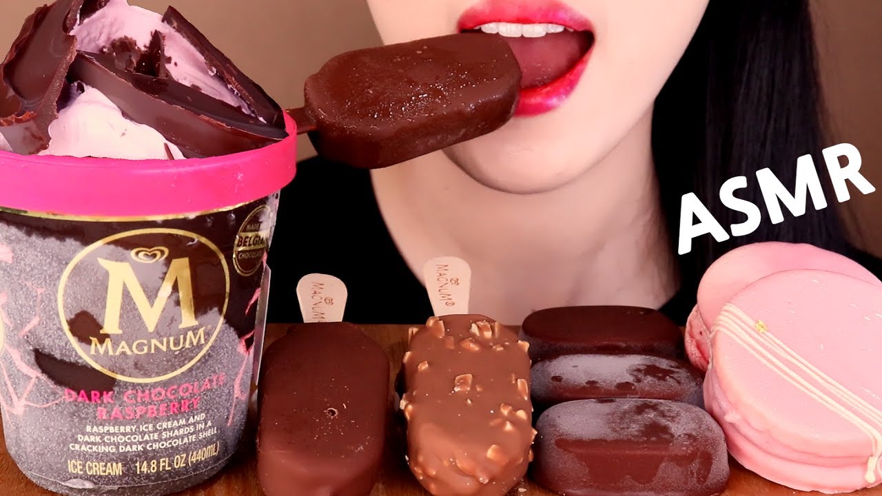 ASMR MAGNUM ICE CREAM+MACARON+CAKE eating sounds MUKBANG 매그넘아이스크림+마카롱+몽쉘 먹방 咀嚼音マグナムチョコアイス+マカロン+ケーキ