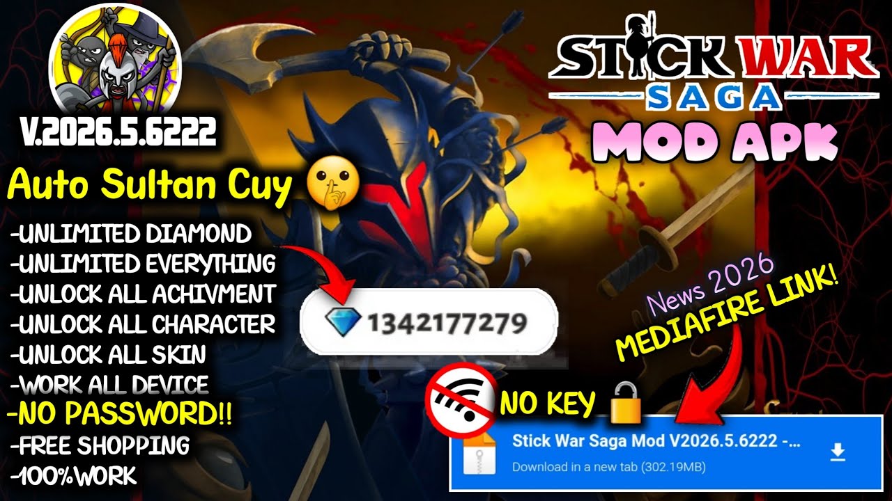 NEW UPDATE !! Stick War 3 Mod Apk V2026.5.6222 Terbaru 2026 - Unlimited Diamond & No Password No Ads