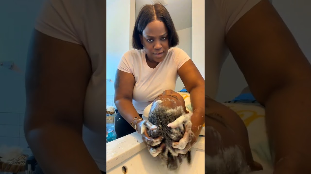 Washing my 8 yr old Nixon hair the same way I do the smaller ones. He can barely fit on the counter.