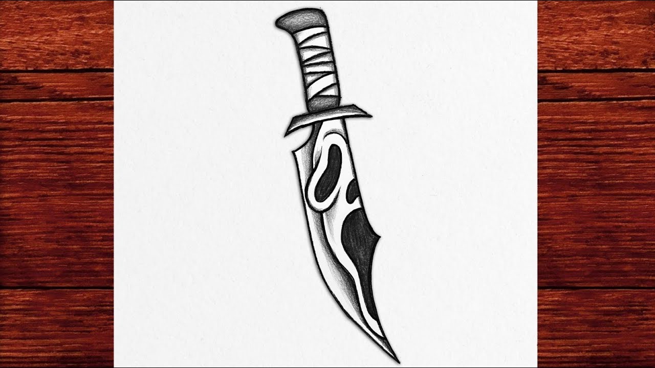 How To Draw Ghostface On a Knife 🔪 Easy Scream Drawing Step by Step Halloween Art