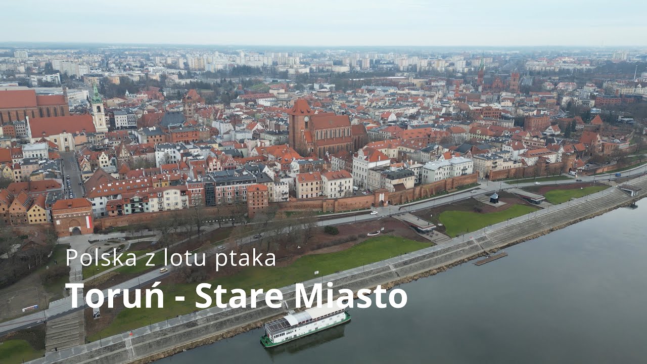 Toruń Stare Miasto / Bulwar Filadelfijski- Polska z lotu ptaka 4K