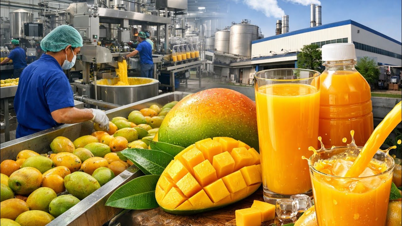 Mango Juice Factory Process۔ 