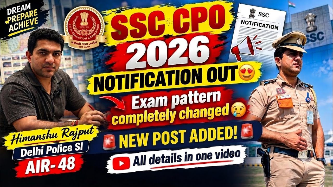SSC CPO 2026 Notification Out😍| Exam pattern Changed🤦&zwj;♂️🥲| Complete information💪 #ssccpo #ssc #yt 