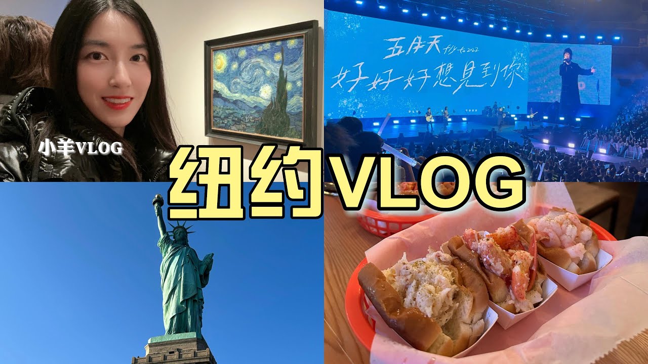 纽约vlog上|五月天演唱会|自由女神像|龙虾卷|MoMA梵高星空|时代广场|NYC|小羊vlog42