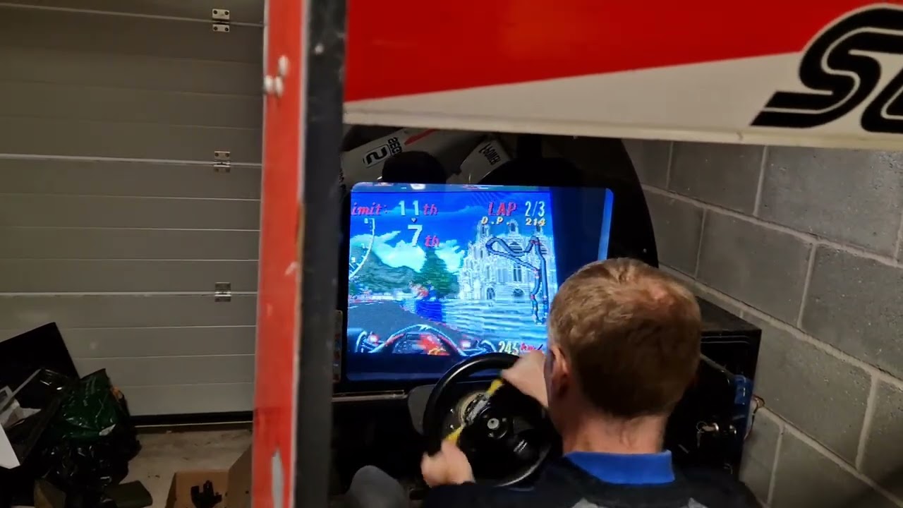 Sega Super Monaco GP AirDrive..1st play after 6 months of fixing! Cabinet not bolted together..yet!!