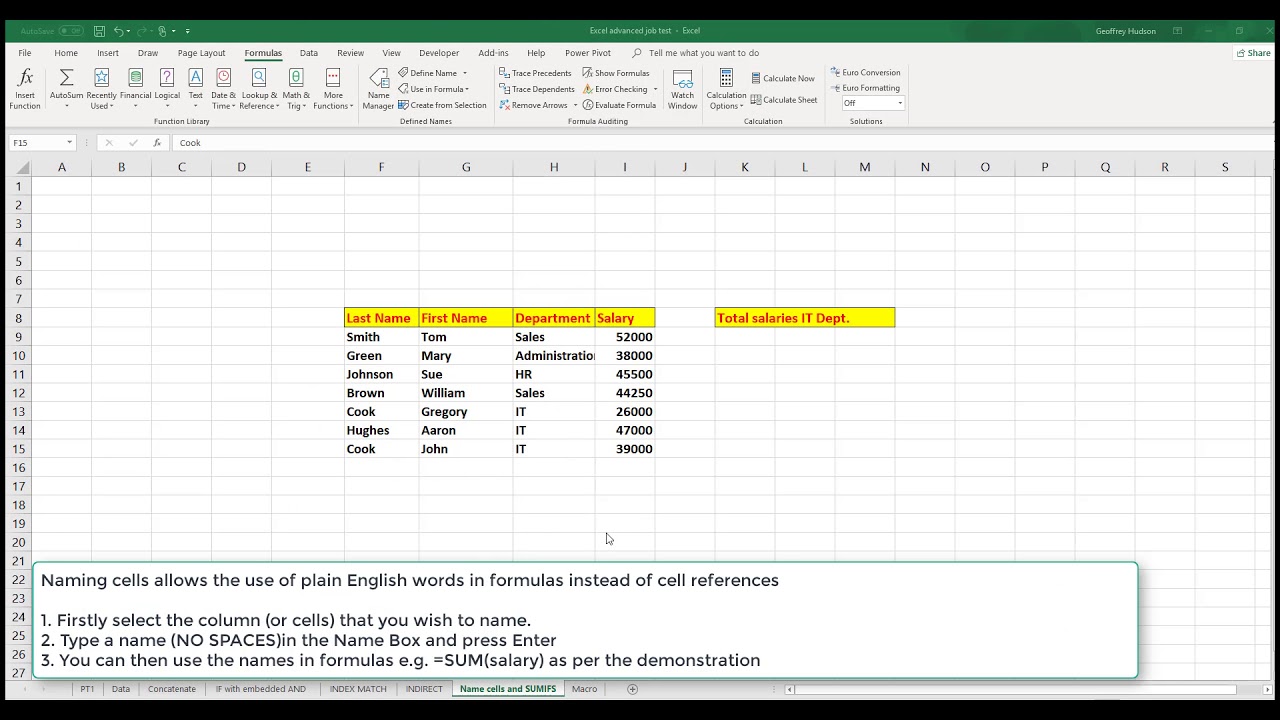 Advanced Excel job test application - how to prepare for the major subjects